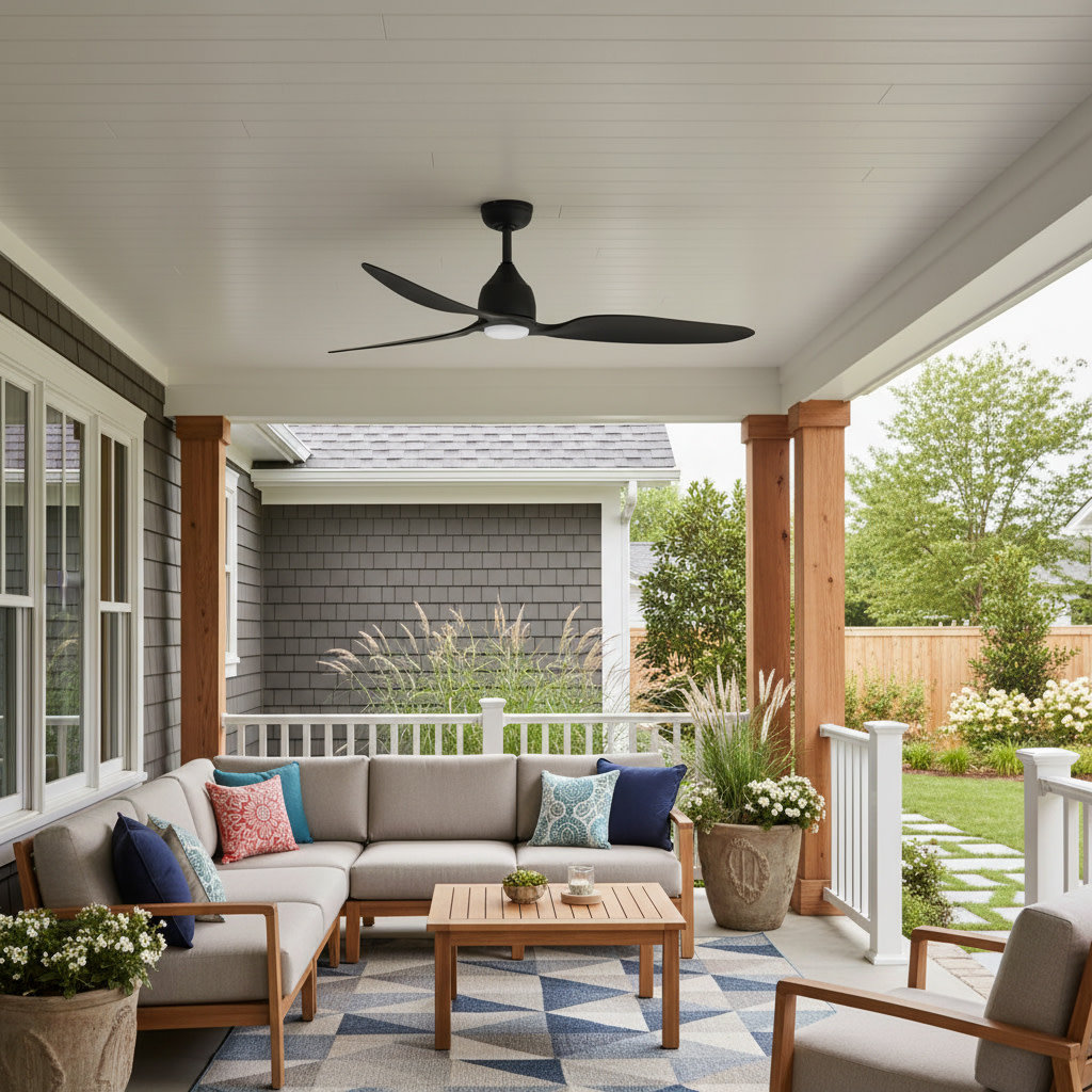52'' 3 Blade Ceiling Fan with LED Light Kit, Matte Black