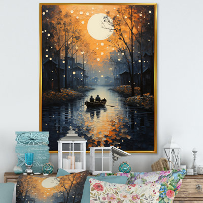 «Canal Mystical Journey Pointillism II - Cityscapes», art mural sur toile