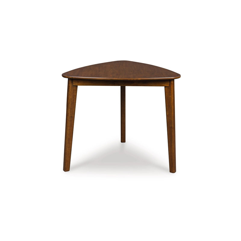 Dela Breakfast Dining Table, 35 Inch Triangular Top, 3 Legs, Medium Brown