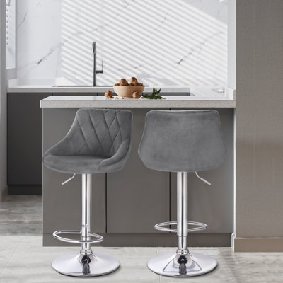 Dequawn Swivel Upholstered Adjustable Height Counter Stool with Metal Frame