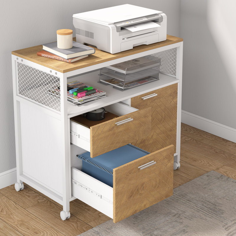 Lellie 15.74"W File Cabinet With Drawers, Light Walnut