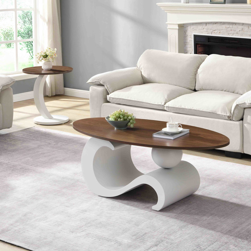 Table basse gigogne ovale blanche et ronde de 47,24 po