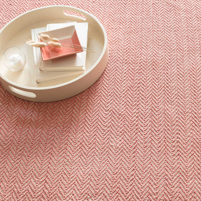 Herringbone Flatweave Cotton Area Rug in Slate Gray, Rectangle 2' x 3', Coral