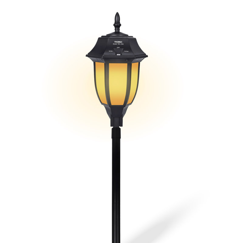 Outdoor Solar LED Traditional Style Pathway Light, Frosted, White (6000K) / Amber (1700K)