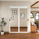80"H 1 Lite Mirrored Closet Sliding  Door with Hardware Kit & Handles