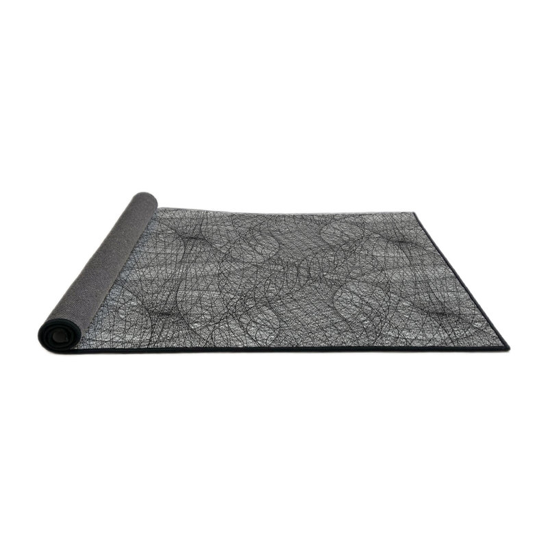 Tapis noir/beige à motifs, Carré 7 pi