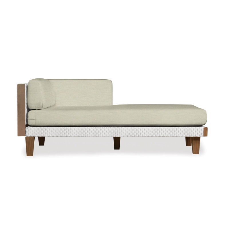 Catalina Outdoor Teak Chaise Lounge, Sandberg Pewter, White