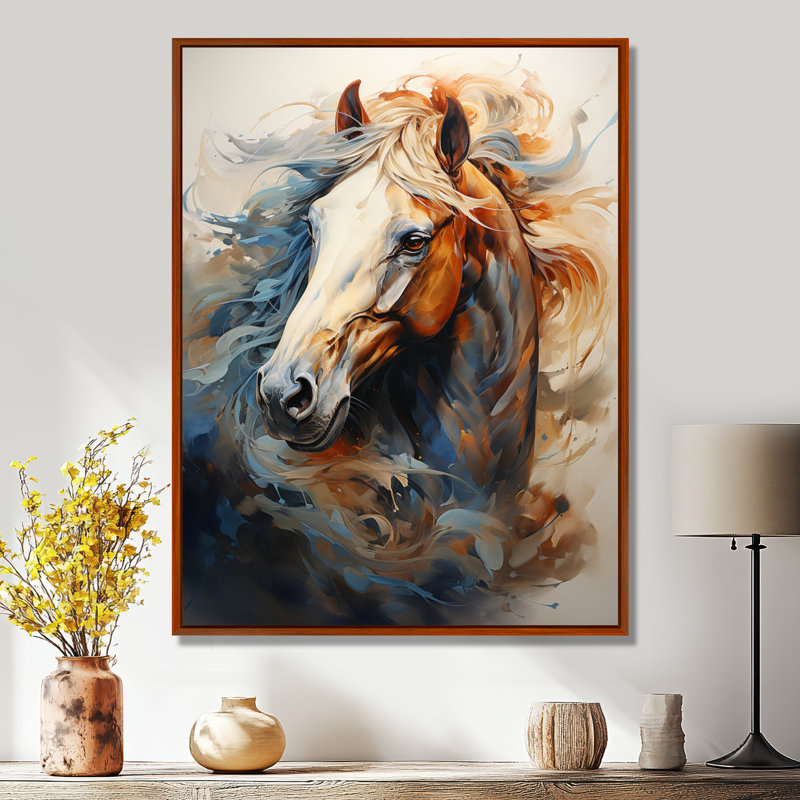 «Horse Grace Portrait I» - art mural cheval, H 32 po x l 24 po, Reproduction avec cadre flottant, Brown