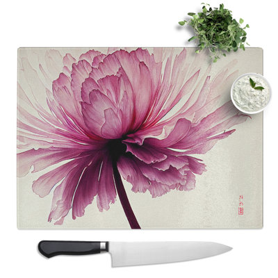 Dreamlike Carnation Flower  Glass Chopping Board