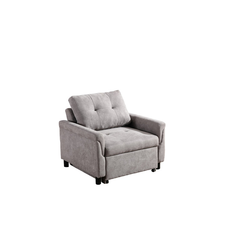Fauteuil convertible 35 po gris avec siège rembourré en mousse et siège rembourré en mousse