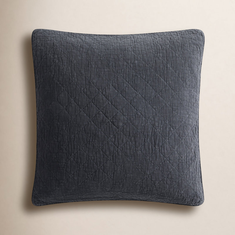 Taie décorative rustique en coton couleur unie, Euro, Gris anthracite