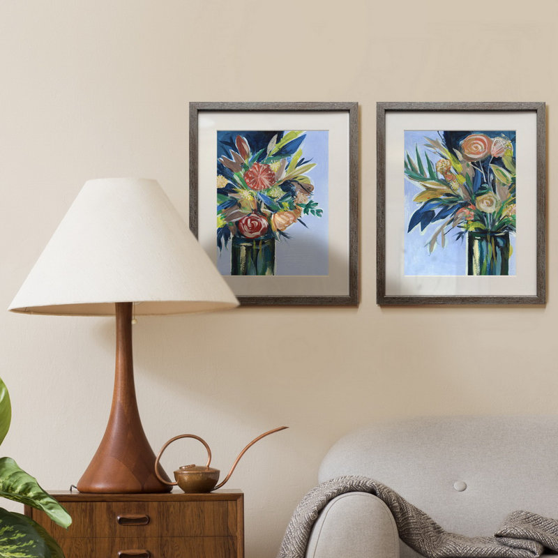 "Fleurs dans un vase I", ensemble de 2 reproductions de photos encadrées sur papier