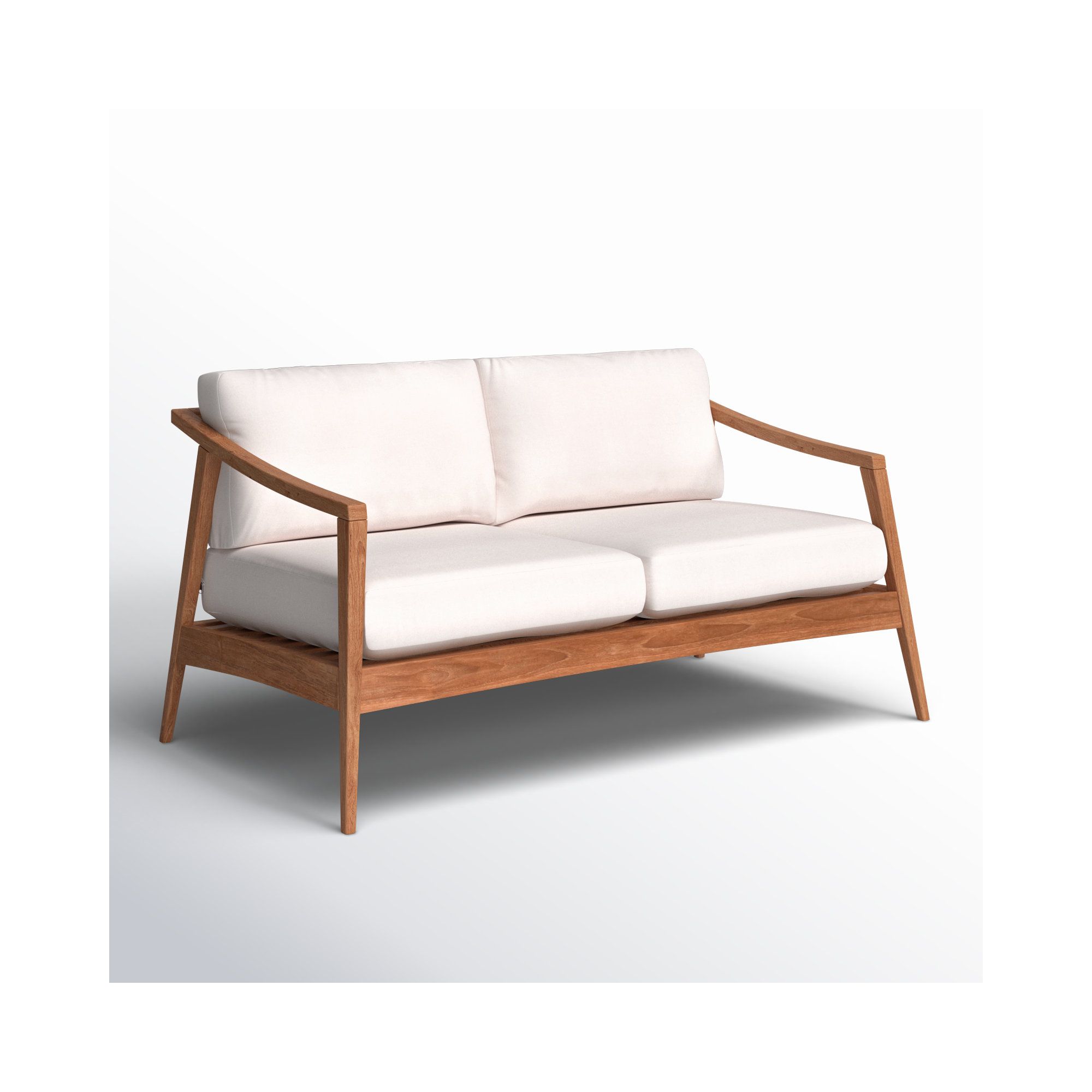 Elswick 59'' Wide Teak Loveseat with Sunbrella® Cushions, Canvas Natural Sunbrella® Canvas