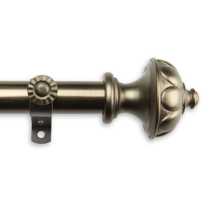 Tringle à rideaux simple ajustable avec baie vitrée Madalynn, Laiton antique, 28 po à 48 po (chaque côté)