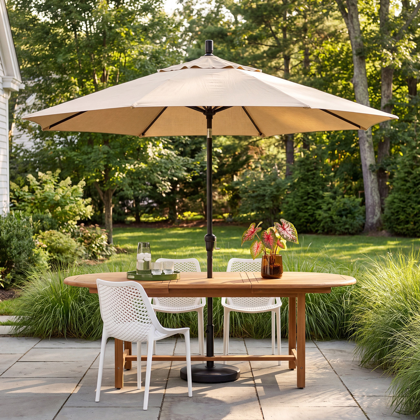 Camry 9' Sunbrella® Market Umbrella, Antique Beige Sunbrella® Canvas