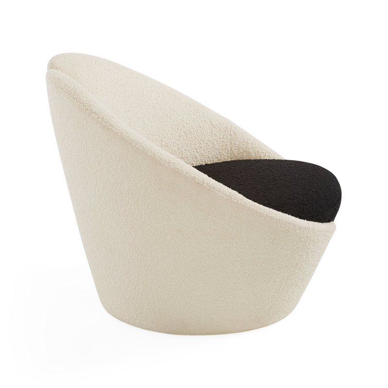 Marais Boucle Lounge Chair, Ivory/Ebony Boucle