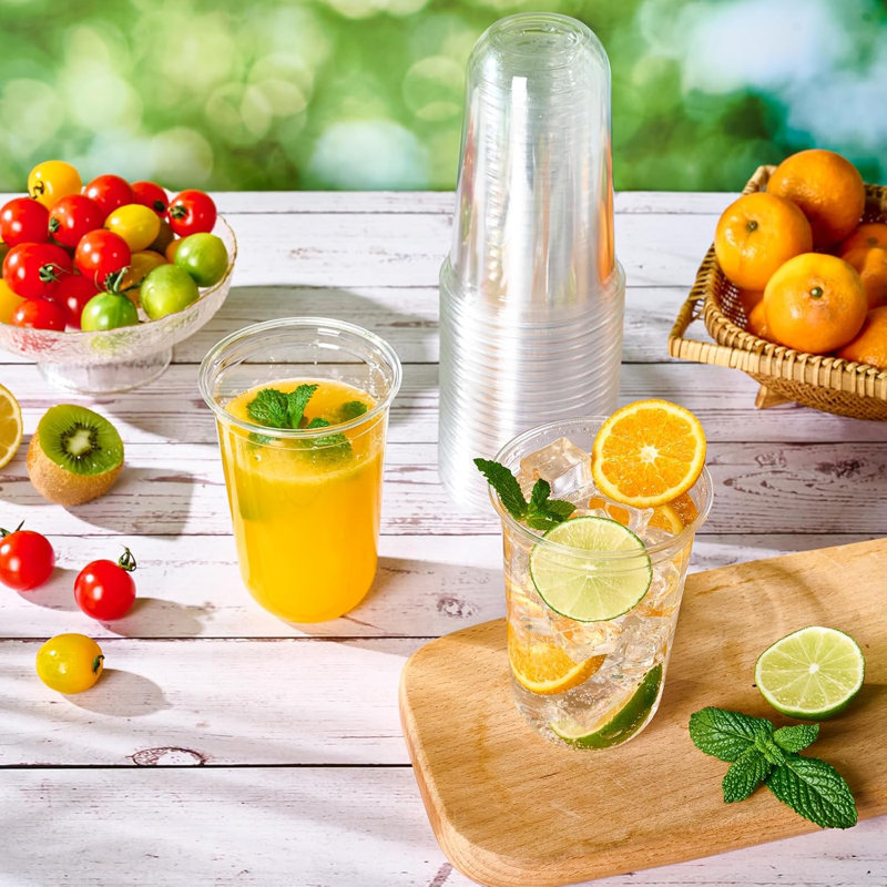 16 oz Compostable Clear Plastic Cold Cups 100 Pack Biodegradable Disposable Cups BPA & PFAS Free Plant-Based Plastic Cups
