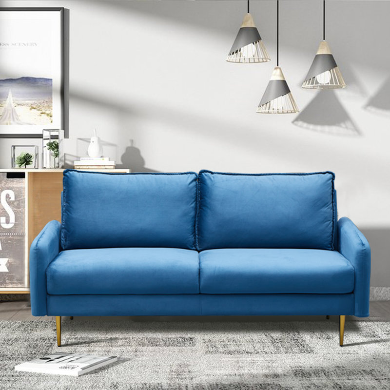 Govany 57.8'' Velvet Loveseat, 34" H x 69" W x 32" D, Prussian Blue Velvet