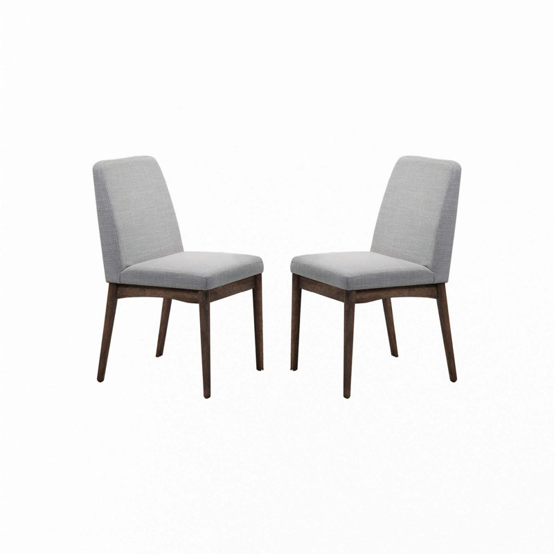 Chaise de salle à manger rembourrée en tissu gris, brun (ensemble de 2)