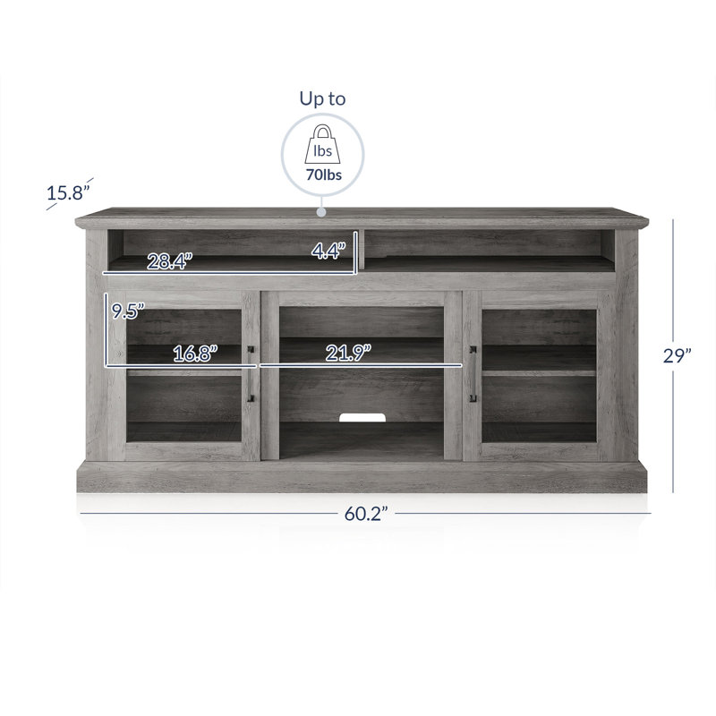 Crédence de rangement l 60,2 po Arsakha, Gris délavé