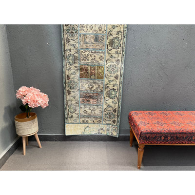 Classic Wool Patchwork Runner Rug, 26.4x70.9 Inch Beige Rug