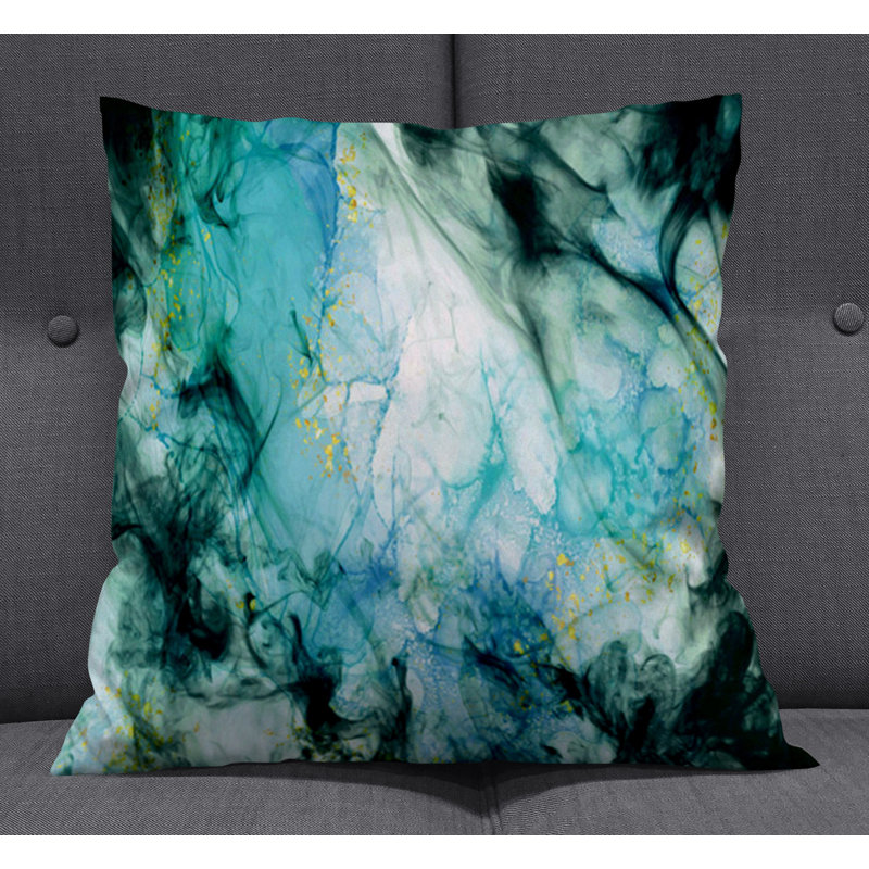 Throw Pillow With Insert, Blue/Black Abstract 6, 20"H x 20"W
