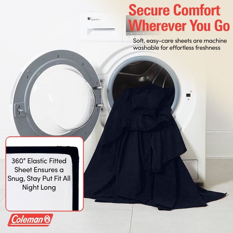 Coleman® 4 Piece Microfiber Solid Bed Sheet Set - Full, Navy Blue, Navy, Full