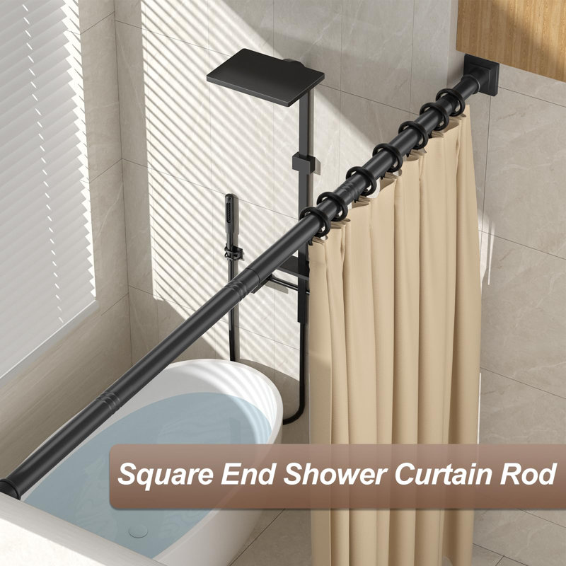 Tringle de rideau de douche 32 "à 80" sans perçage, Noir