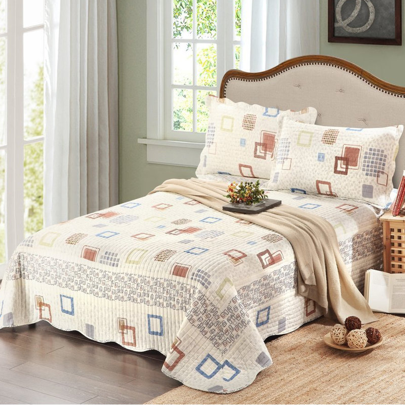 Cubic Modern & Contemporary Cotton Geometric Shapes Quilt, Queen