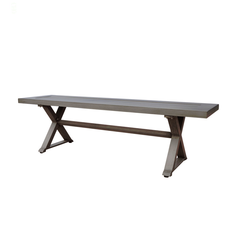 Modern Outdoor Aluminum Dining Bench, Dark Gray