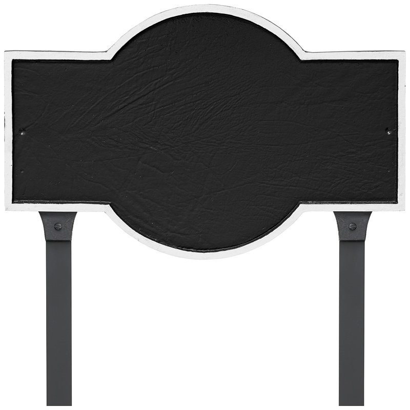 Plaque d'adresse rectangulaire avec piquets Canterbury, Noir / Blanc, Oui