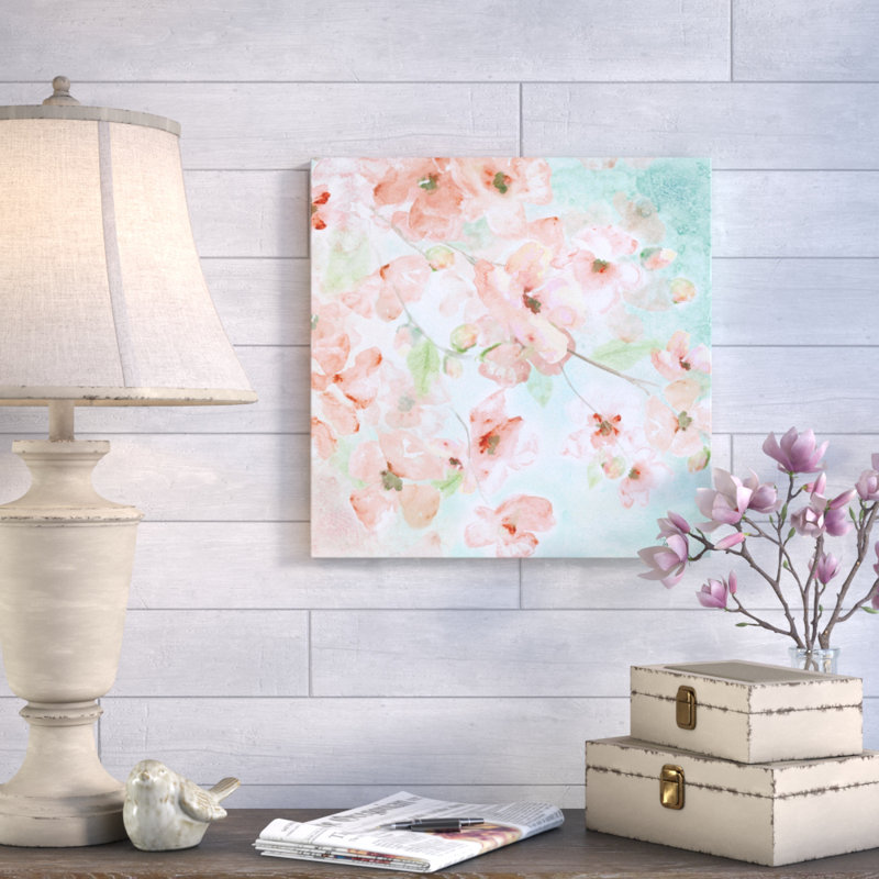 «Watercolor Blossoms II» par Tre Sorelle Studios, reproduction sur toile, H 12 po x l 12 po