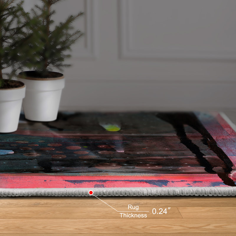 Switching Directions Washable Abstract Area Rug, Power-loomed, Softness with Non-Slipping Backing