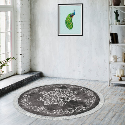 Luxurious Area Rug, Grey & White, 100% Polyester | Thick 0.3 in Sponge Height & 0.4 in Base Height | Non-Slip Underside, Machine Washable at 86°F, 900 g/m² | Perfect for Living Room, Bedroom & Dining Spaces