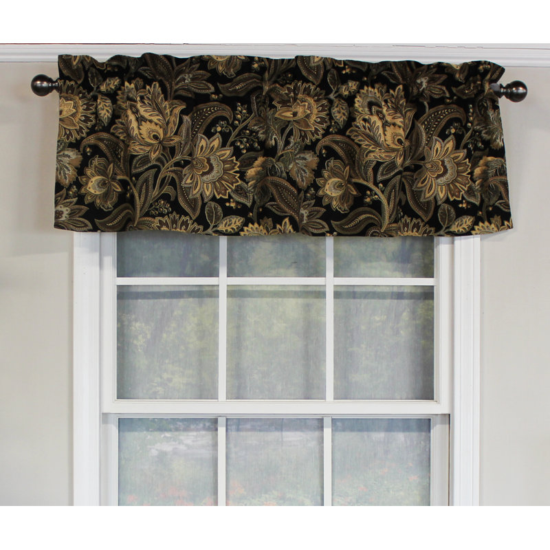 Cantonnière sur mesure en coton à motif cachemire 50 po, Noir