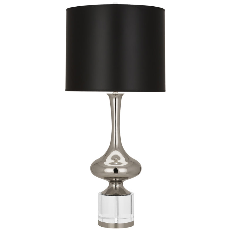 Jeannie Table Lamp, Cotton/Cotton Blend, Polished Nickel, Black