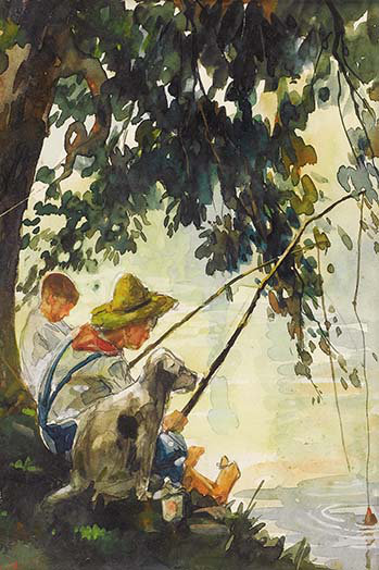 Tom sawyer fishing-impression, H 42 po x l 28 po x P 1,5 po