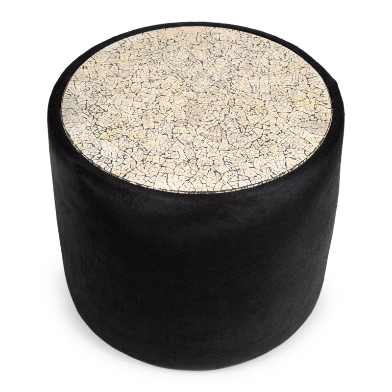 Egg Mosaic & Black Cow Hide End Table
