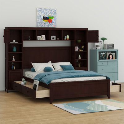 Lit avec armoire et tablette tout-en-un