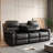 3 Reclining With Breathable Fabric In Gray, Drop Down Table & Wireless Charging Port , Table, Button - Gray