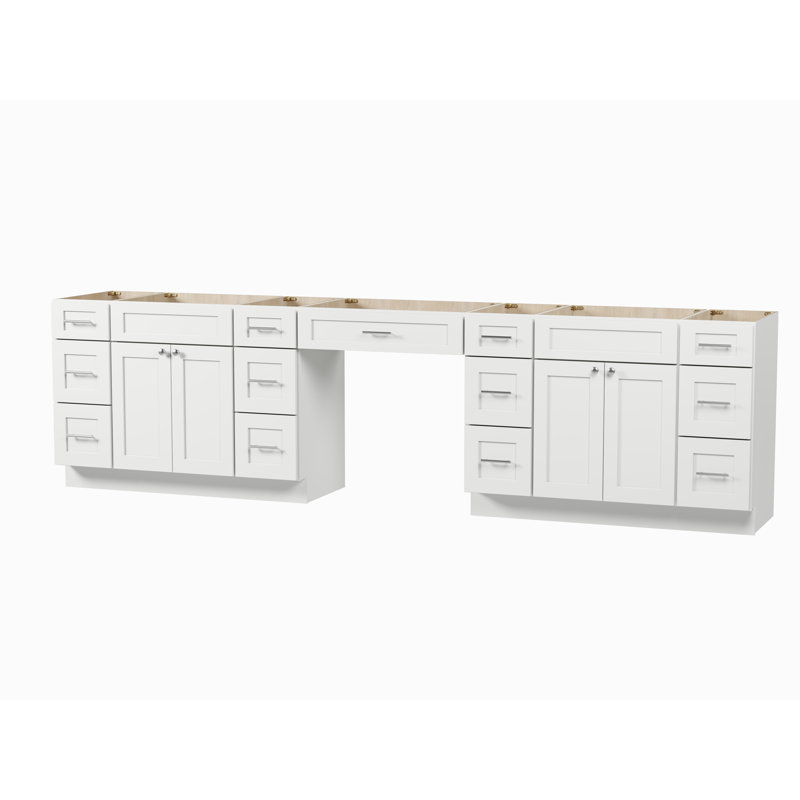 Ensemble de meuble-lavabo double 126 po avec bureau Disar, Blanc