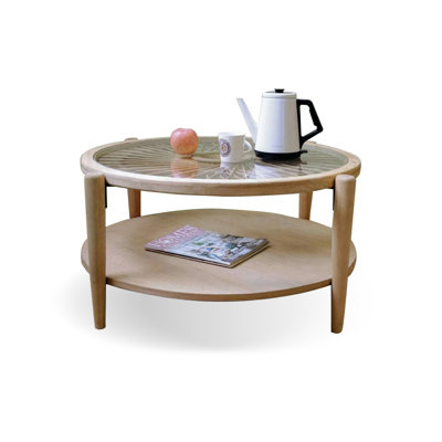 Round coffee table made of Handcrafted rattan wood in a rural style and a simple household Coffee table