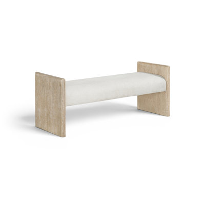 Banc rembourré en tissu crème Hickory