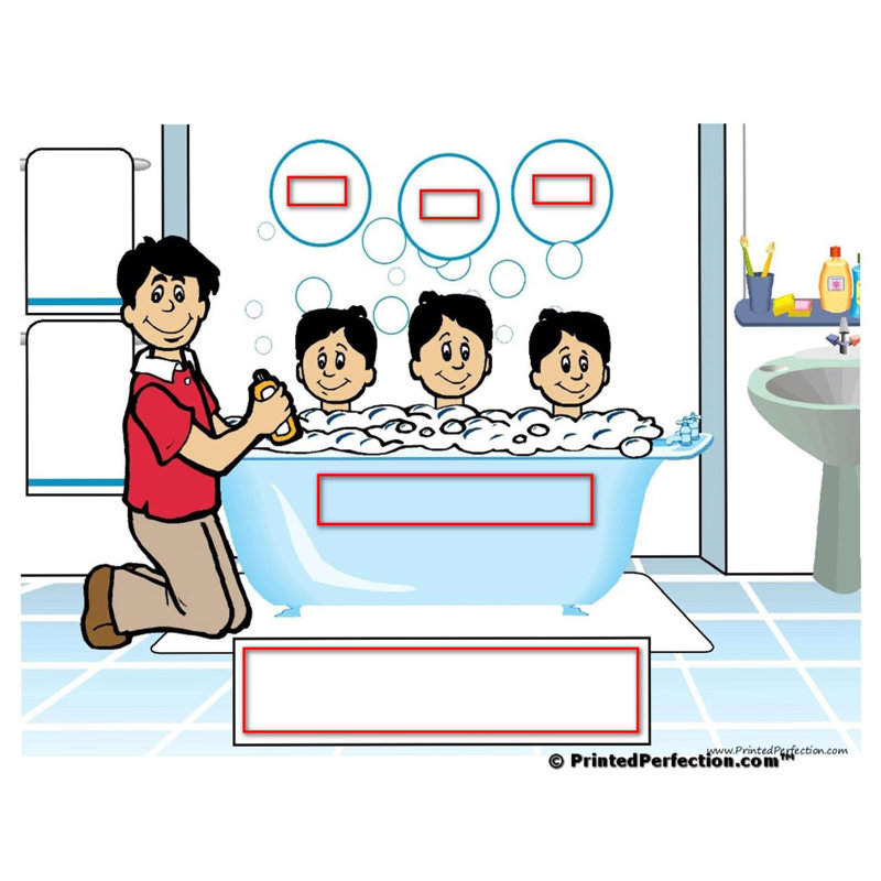 Personalized Name That Toon Tub Time Dad 3 boys Rhinestone Bordered Key Chain, Yes