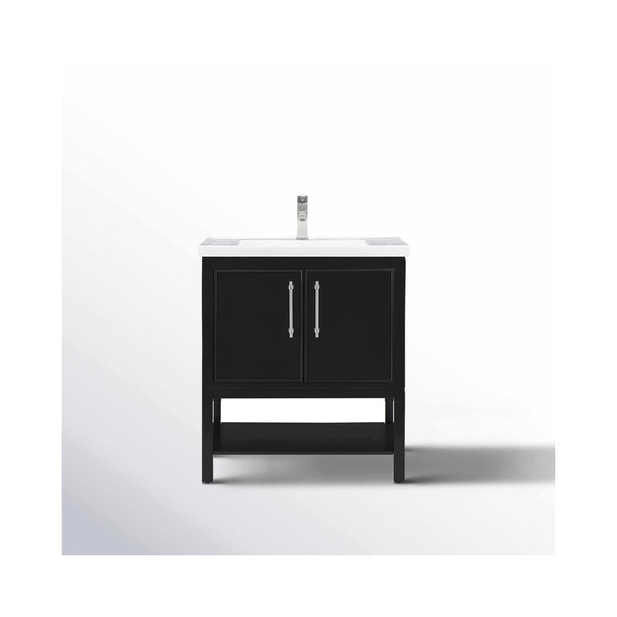 Jewell 30'' Single Bathroom Vanity, Black/Brushed Nickel