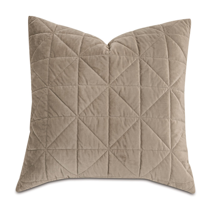 Nova Quilted Velvet Sham, Euro , Fawn