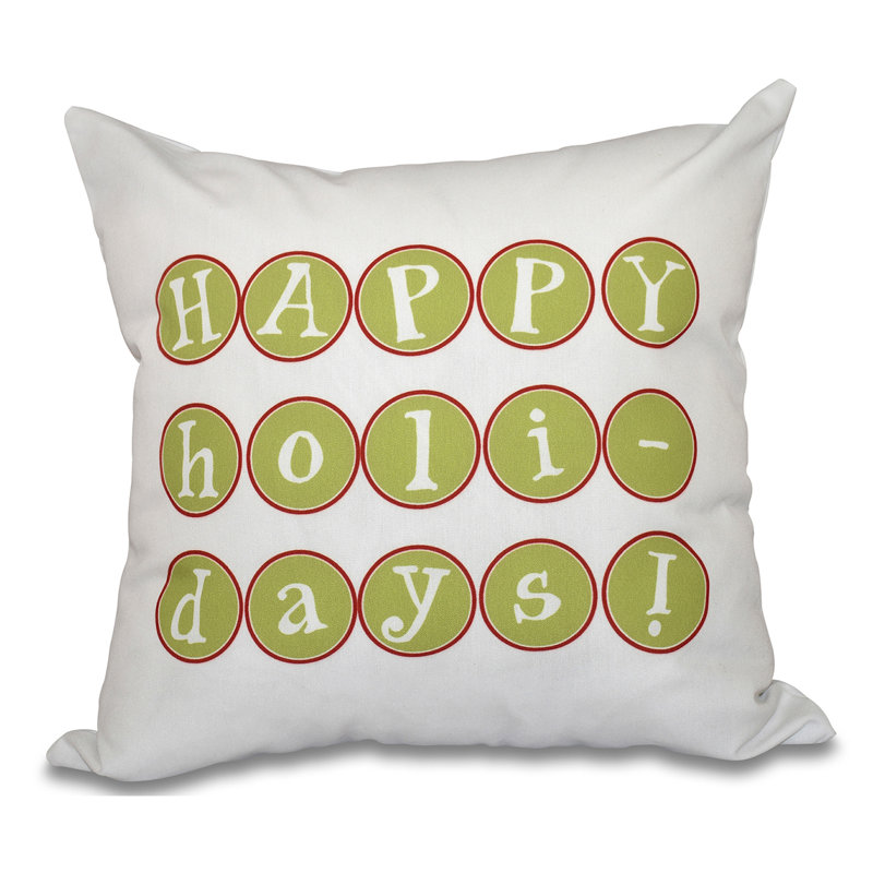 Housse de coussin et insert happy holidays, Vert, H 26 po x l 26 po