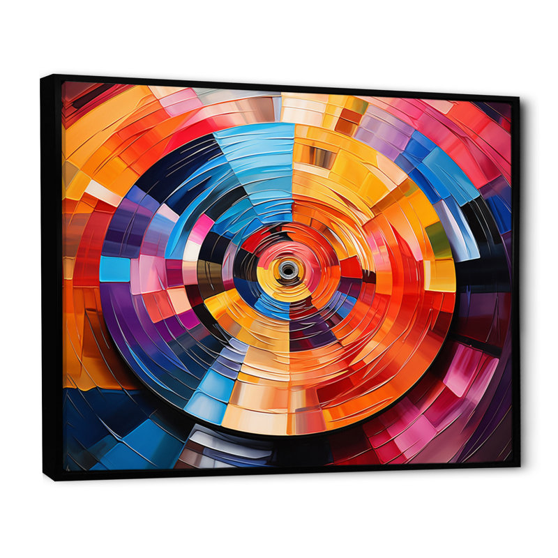 Popart Disque vinyle Reverie IV sur toile, H 16 po x l 32 po x P 1 po, Cadre flottant noir
