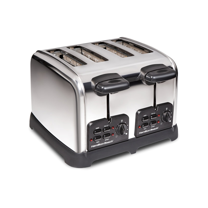 Stainless Steel 4-Slice Toaster with Wide Slots and Crumb Tray