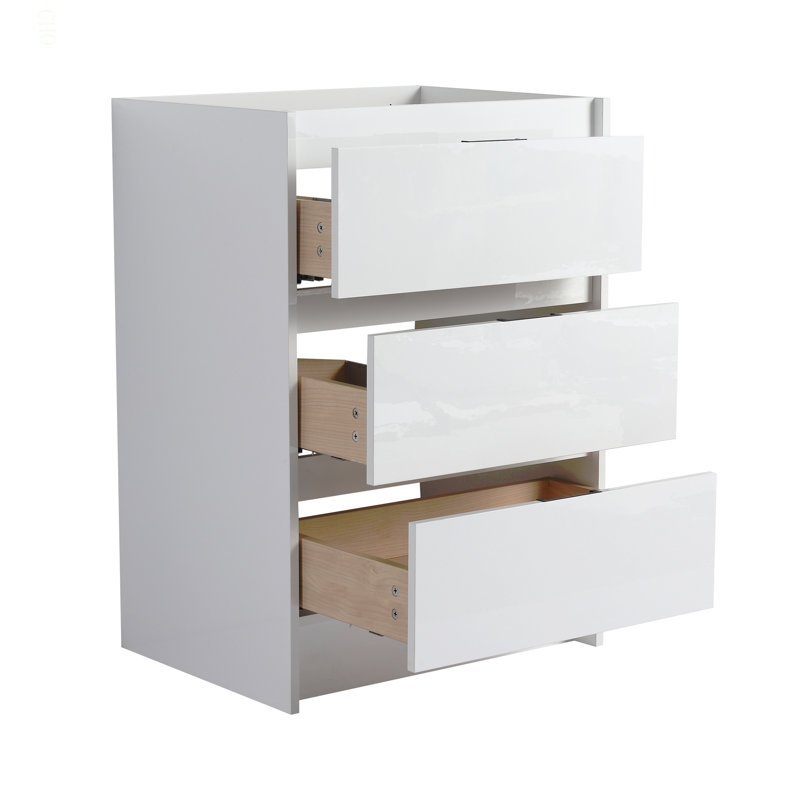 Armoire de salle de bain autoportante 24 po, 3 tiroirs à fermeture douce, (KD-Packing) (meuble-lavabo seulement)